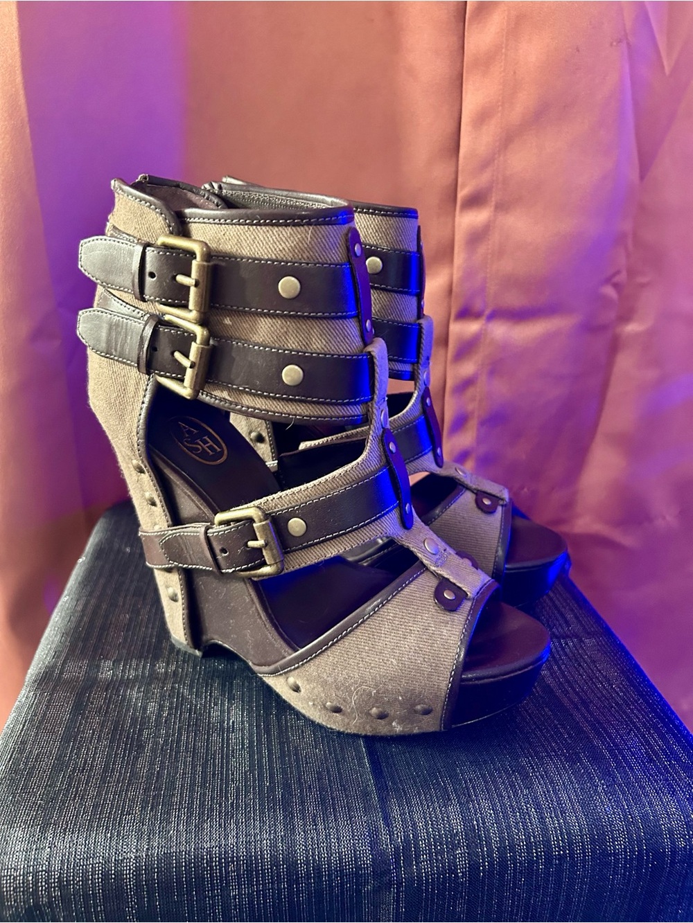 Kick ‘Ash’ (Pun Intended) Taupe and Coffee Strappy Buckle Wedge Platform Sandals